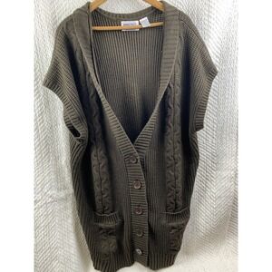 Vintage Mainstreet Blues Oversized Cardigan Sweater Brown Sz 2X Cozy Button Up